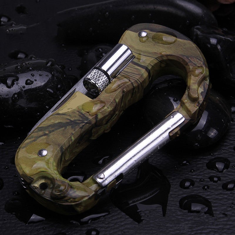 Camouflage Clasp Knife Saw Screwdriver Multifunctional Outdoor Tools 5-in-1 Carabiner