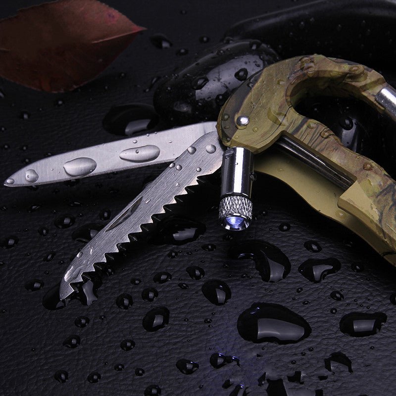 Camouflage Clasp Knife Saw Screwdriver Multifunctional Outdoor Tools 5-in-1 Carabiner
