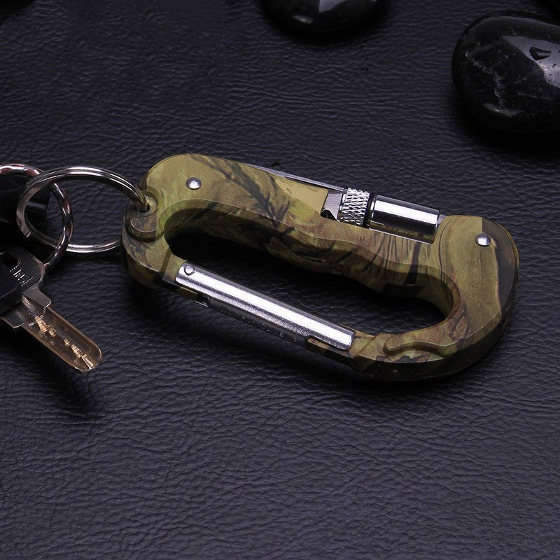 Camouflage Clasp Knife Saw Screwdriver Multifunctional Outdoor Tools 5-in-1 Carabiner