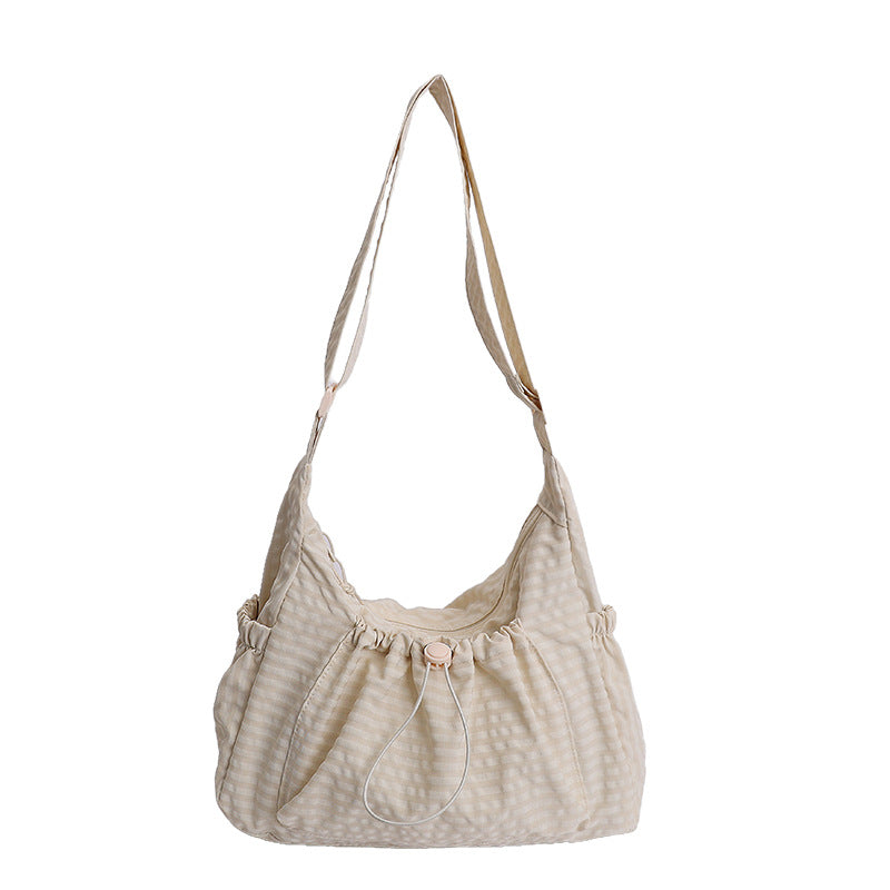 Designer-style Plaid Drawstring Bag With Hanging Buckle Cheerful Vibe Can Be Worn As A Shoulder Bag Or Crossbody Bag