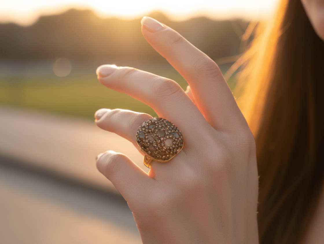 Champagne Crystal Dome Statement Ring