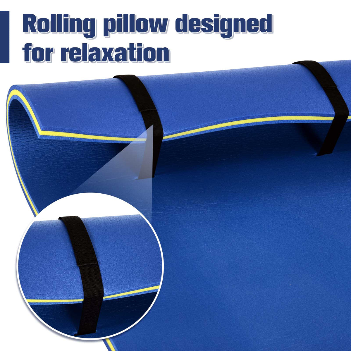 Roll Up Pool Float Pad For Lakes Oceans Pools Water Mat For Playing Relaxing Recreation Blue