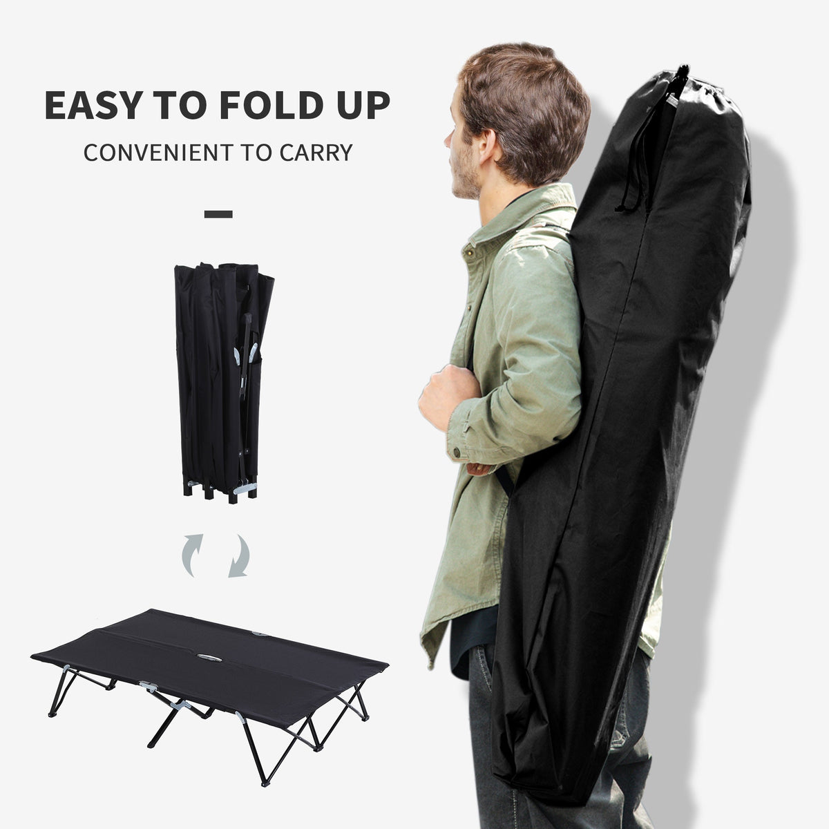 2 Person Folding Camping Cot For Adults 50 Extra Wide Outdoor Portable Sleeping Cot With Carry