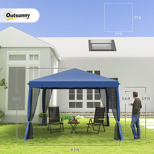10 X 10 Pop Up Canopy Tent With Netting Instant Gazebo Screen House Room With Carry Bag Height