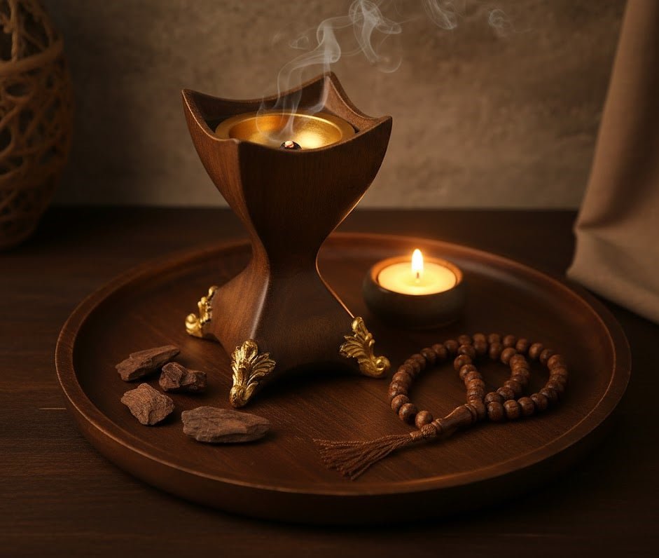 Decorative Incense Burner with Gold Accents – Home & Kitchen