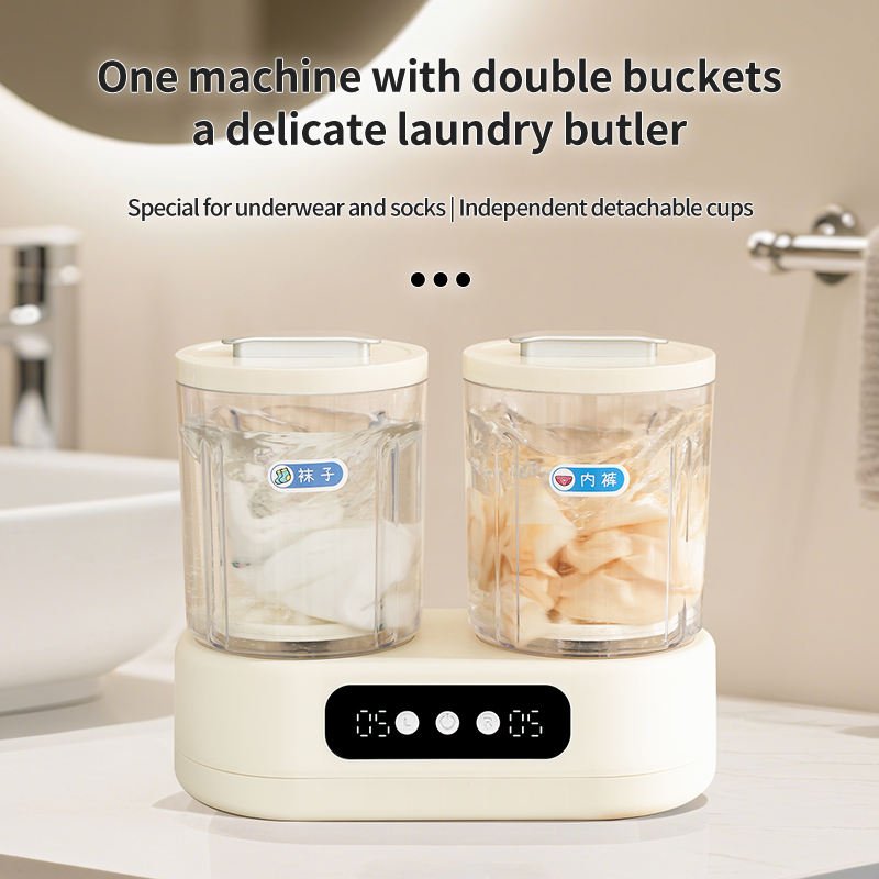 Double-Bucket Mini Washing Machine – Bathroom Laundry