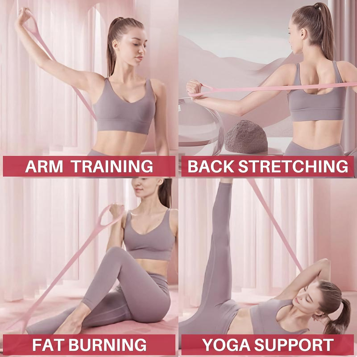 1P 8-shaped Silicone Yoga Resistance Band -  Elastic Fitness Stretching Rope, Suitable For Back, Waist, And Arm Exercises - Suitable For Home, Gym, And Outdoor Workouts Comprehensive Resistance Boxing