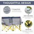 Loveseat Style Camping Chair Oversized Folding Lawn Chair With Carry Bag Cup Holders For