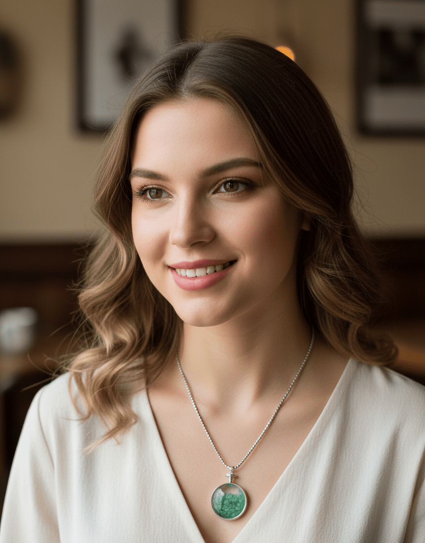 Emerald Stone Round Pendant Necklace