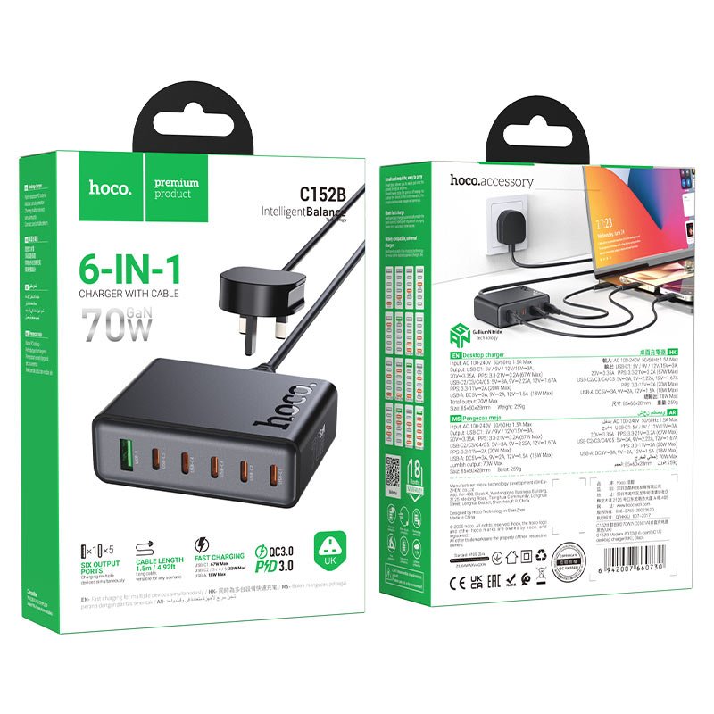Hoco - 6-in-1 Fast Charger – Power Charging