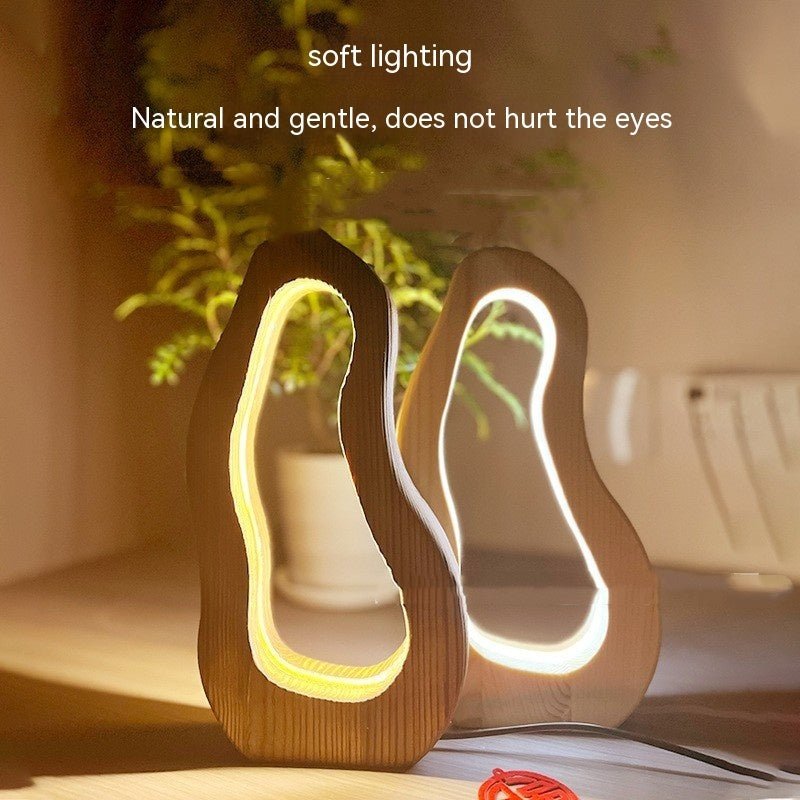 Hollow Design LED Wooden Table Lamp – Workspace Lighting