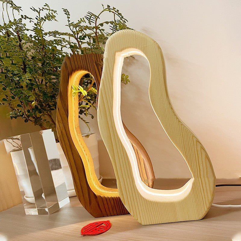 Hollow Design LED Wooden Table Lamp