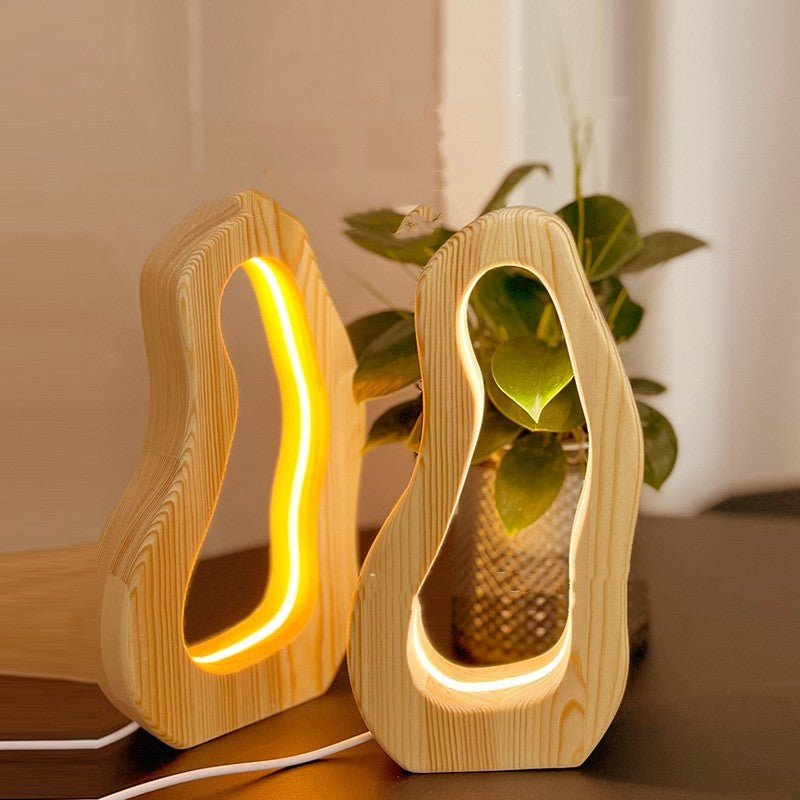 Hollow Design LED Wooden Table Lamp – Workspace Lighting
