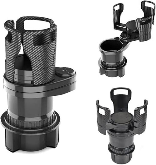 2-in-1 Car Cup Holder Expander | 360° Rotatable Dual Drink & Snack Organizer