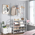 Multi-Functional Shoe & Hat Rack | 4-Tier Metal Shelf with Hooks