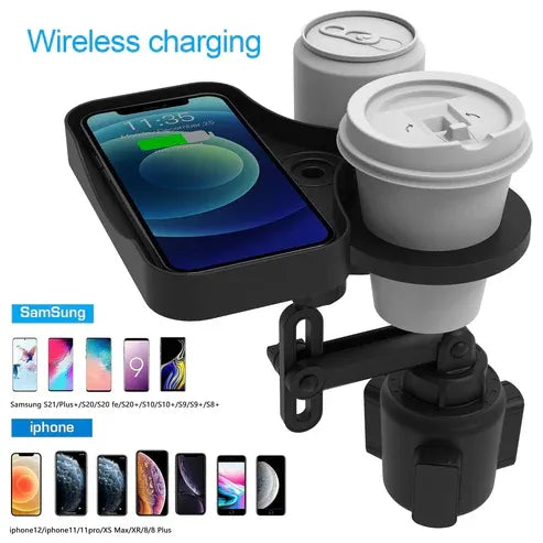 Car Cup Holder with 15W Wireless Charging – Fast & Secure Mount