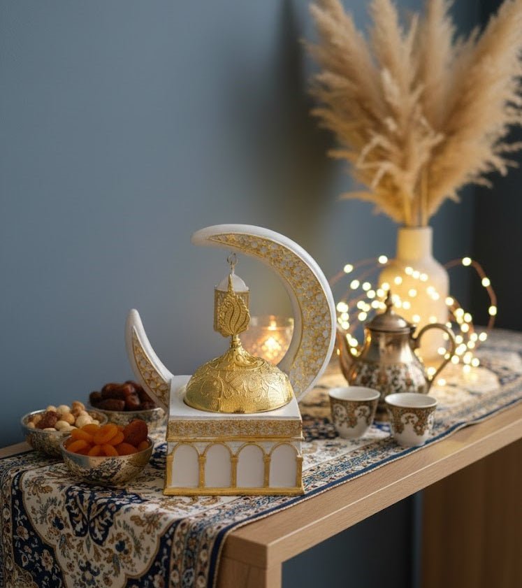 Islamic Crescent Moon & Lantern Decorative Showpiece