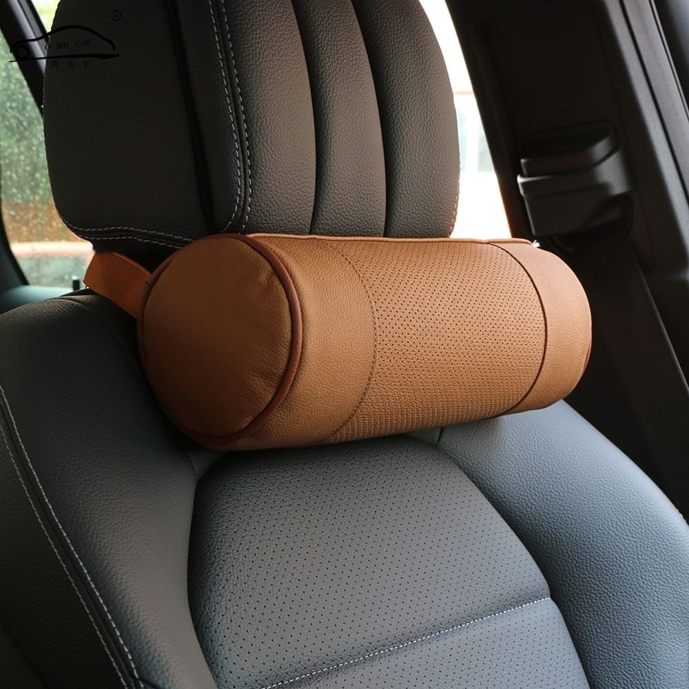 Leather Cylindrical Car Seat Pillow – Car Accessories