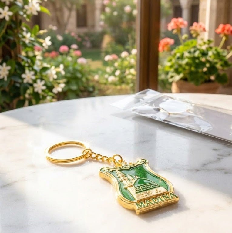 Madina Green Shield Metal Keychain – Keychains Small Accessories