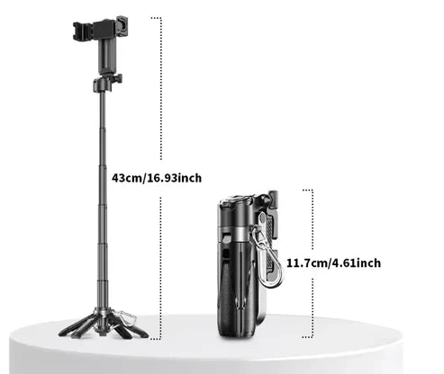 Mini Grip Quadripod with Bluetooth Remote – Portable Tripod Stand for Phone & Vlogging
