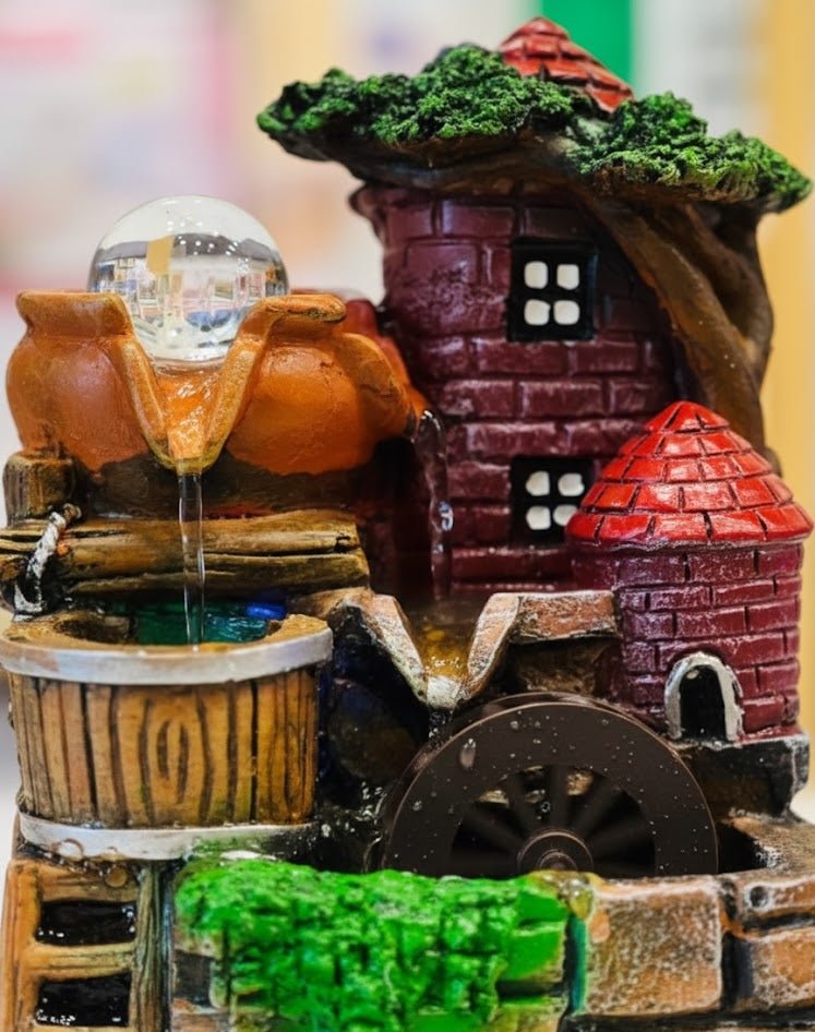 Mini Village Fountain Showpiece – Home Decor Lighting