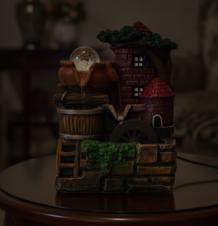 Mini Village Fountain Showpiece – Home Decor Lighting
