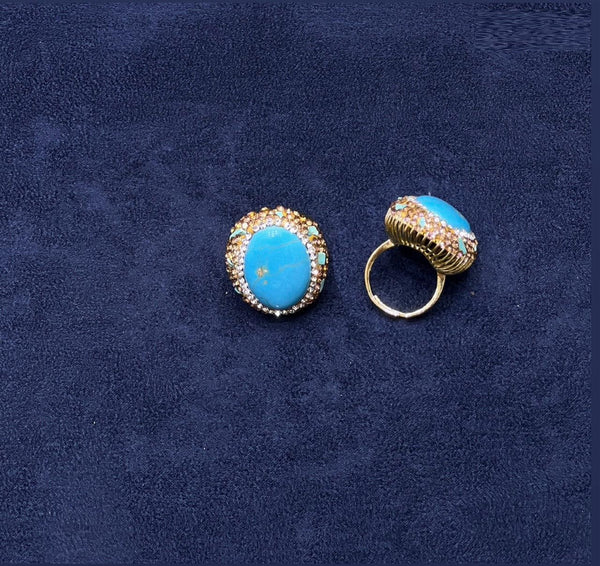 Oval Turquoise Statement Ring – Jewelry Watches