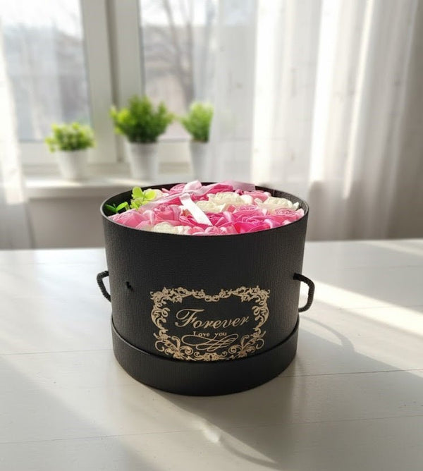 Pink & White Rose Flower Box – Gifts Decor