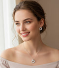 Radiant Circle Halo CZ Pendant Set