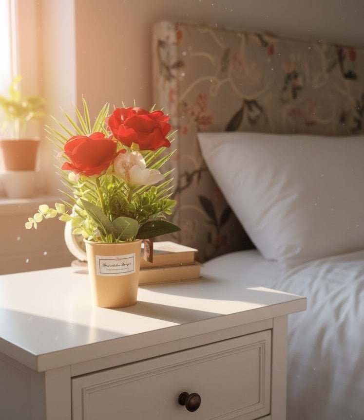 Red Rose Flower Pot – Home Decor Lighting