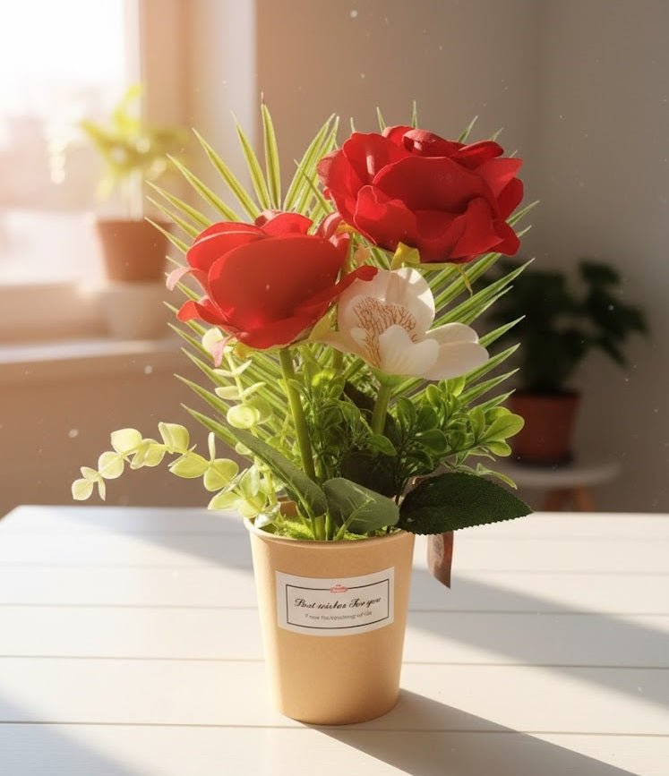 Red Rose Flower Pot – Home Decor Lighting