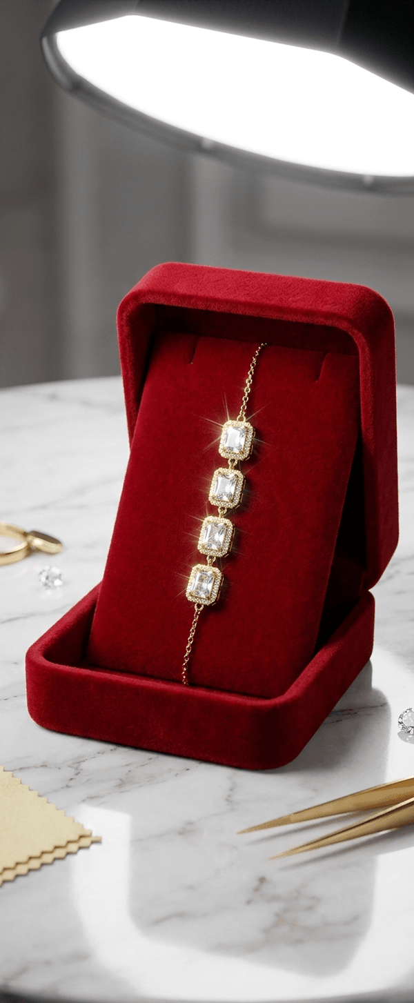 Square Crystal Link Adjustable Bracelet – Jewelry Watches