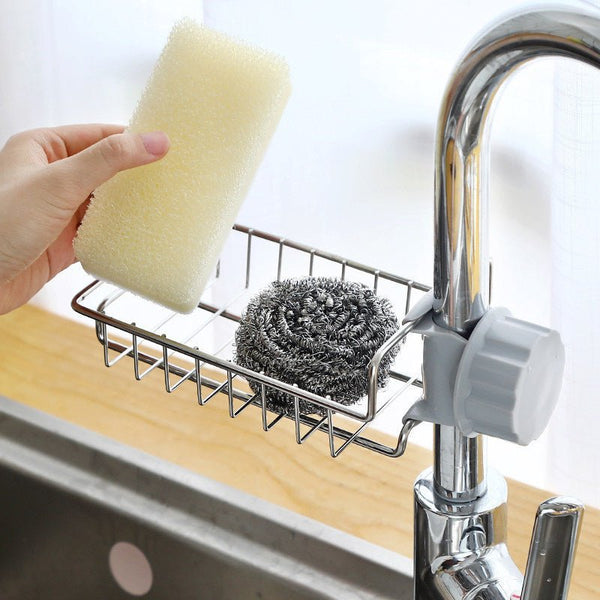 Stainless Steel Faucet Shelf – Kitchen Storage Organization