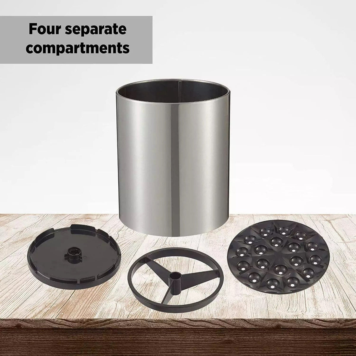 Stainless Steel Rotating Storage Bucket – Kitchen Storage Organization