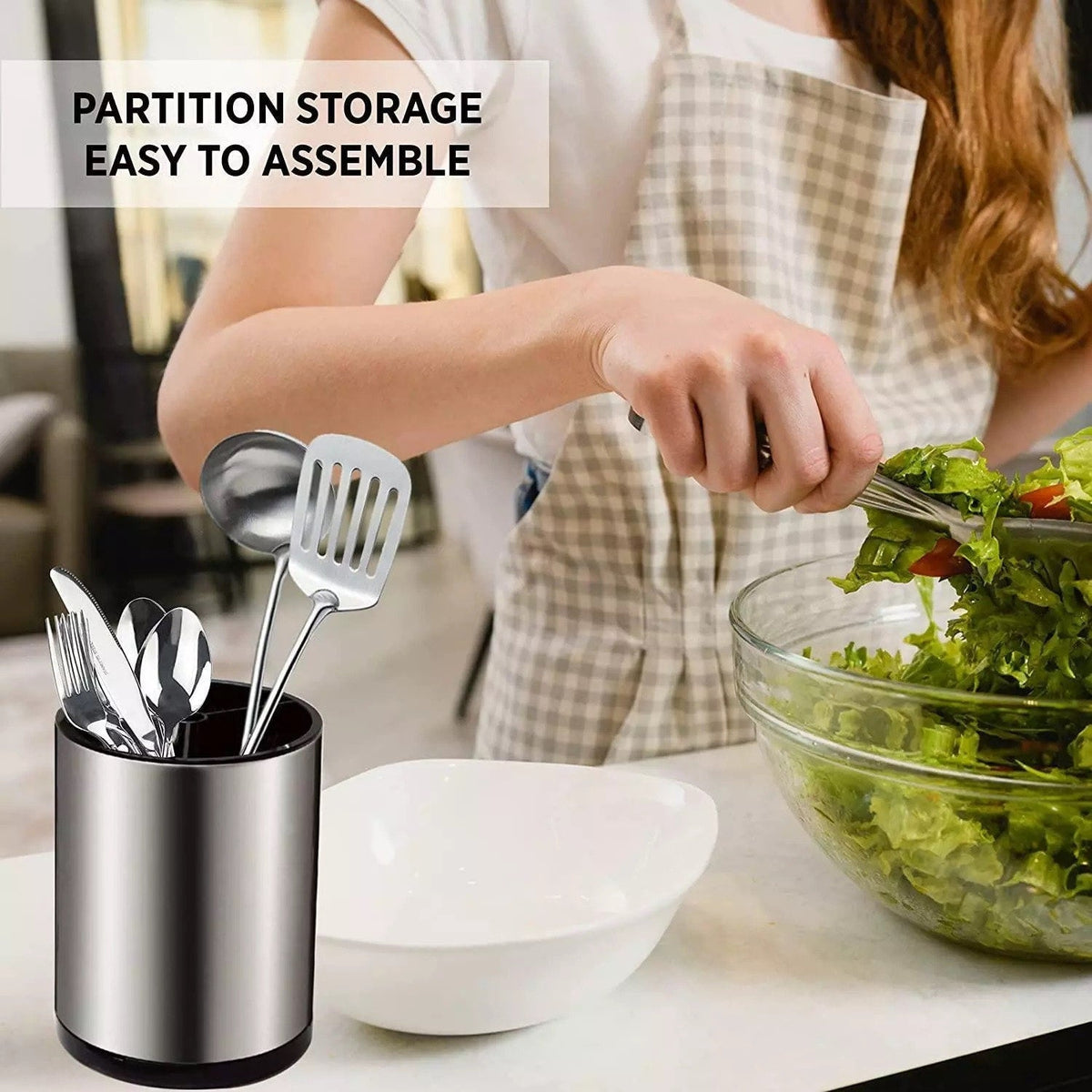 Stainless Steel Rotating Storage Bucket – Kitchen Storage Organization