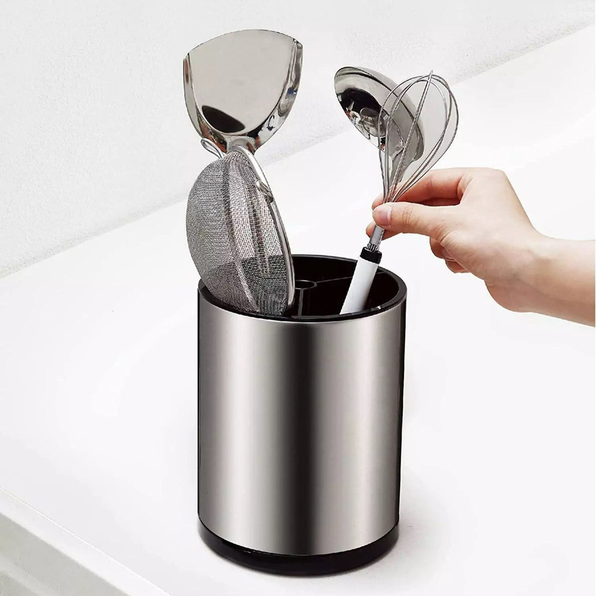 Stainless Steel Rotating Storage Bucket – Kitchen Storage Organization