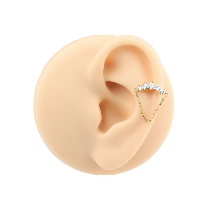 Titanium Alloy Round Zirconium Single Chain Earring