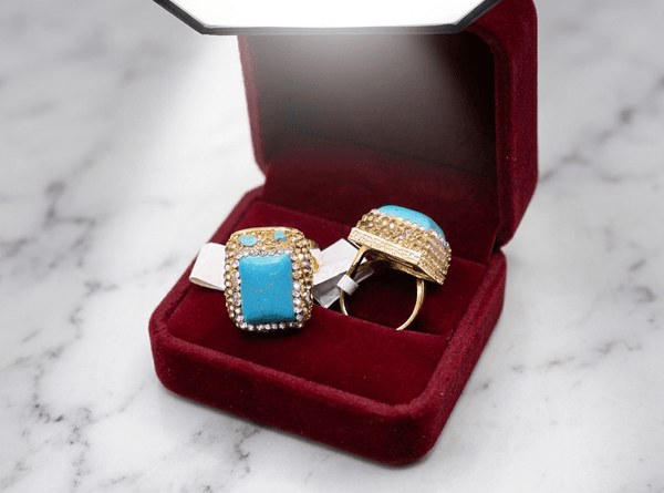 Turquoise Square Crystal Statement Ring – Jewelry Watches