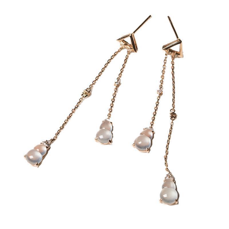 Women's Jewelry Inlaid Imitation Chalcedony Ear Studs Plated S925 Silver Imitation Jade Gourd High Ice Earrings