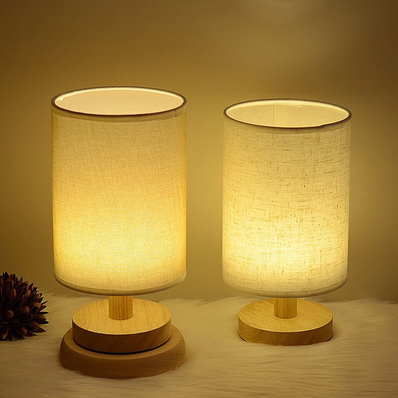 Wooden Cloth Cover Study Desk Lighting Table Lamp
