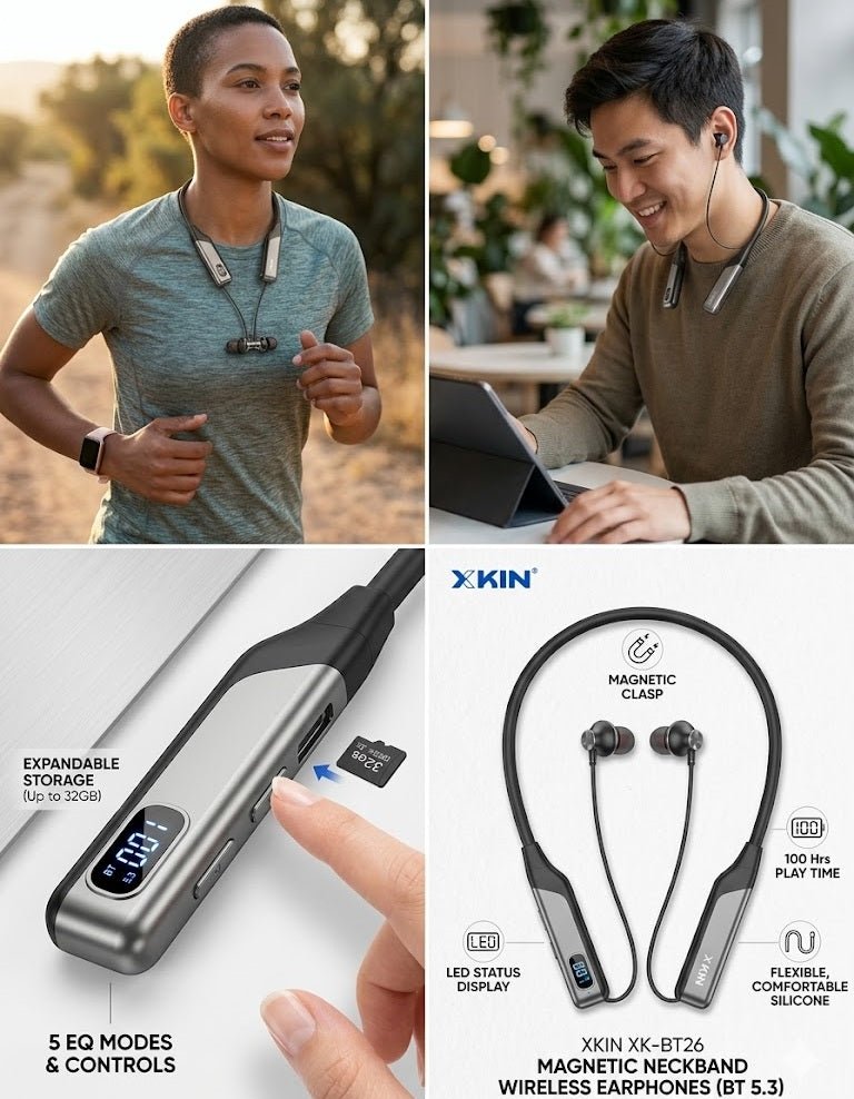 XKIN - Magnetic Neckband Wireless Earphones – Audio Speakers Headphones