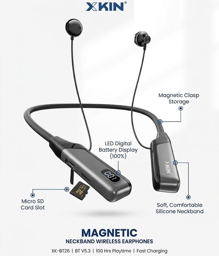 XKIN - Magnetic Neckband Wireless Earphones – Audio Speakers Headphones