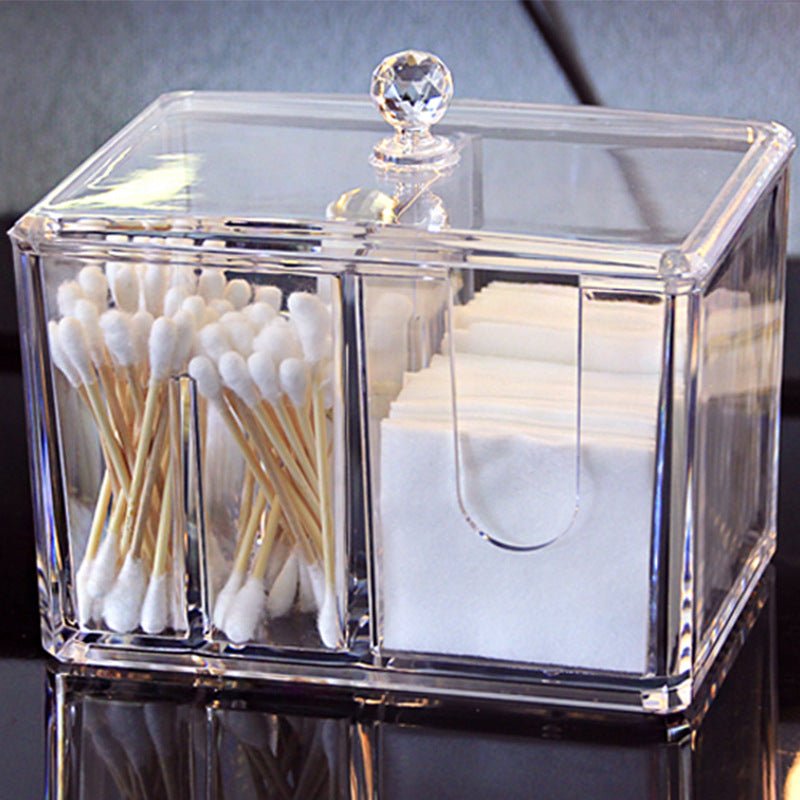 Yajule Cosmetic Cotton Storage Box Cotton Swab Box Desktop Dressing Table Cosmetics Dustproof Lipstick Transparent Acrylic