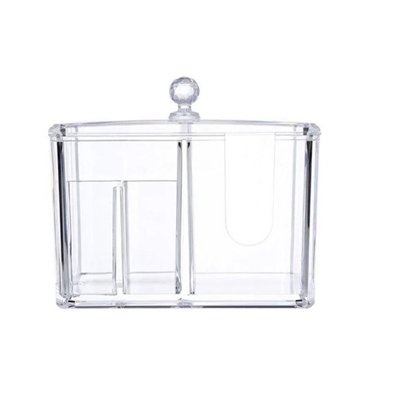 Yajule Cosmetic Cotton Storage Box Cotton Swab Box Desktop Dressing Table Cosmetics Dustproof Lipstick Transparent Acrylic